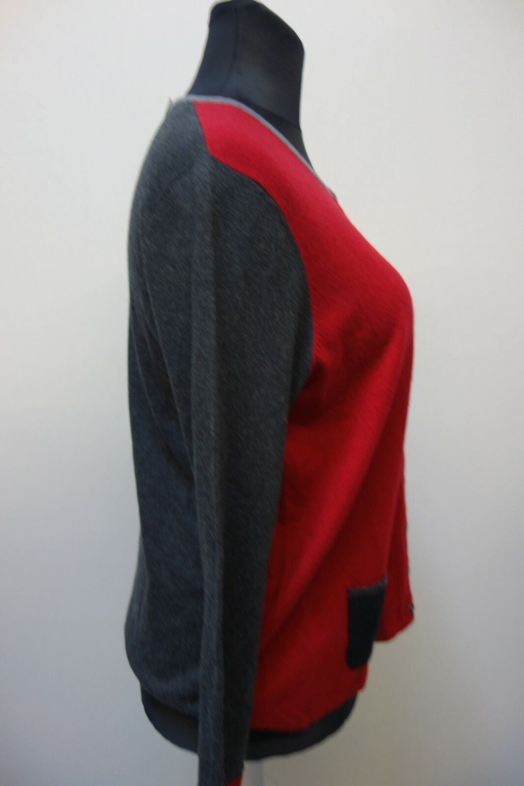 EK1330 Damen Strickjacke von Gerry Weber, grau/rot, Gr. L3