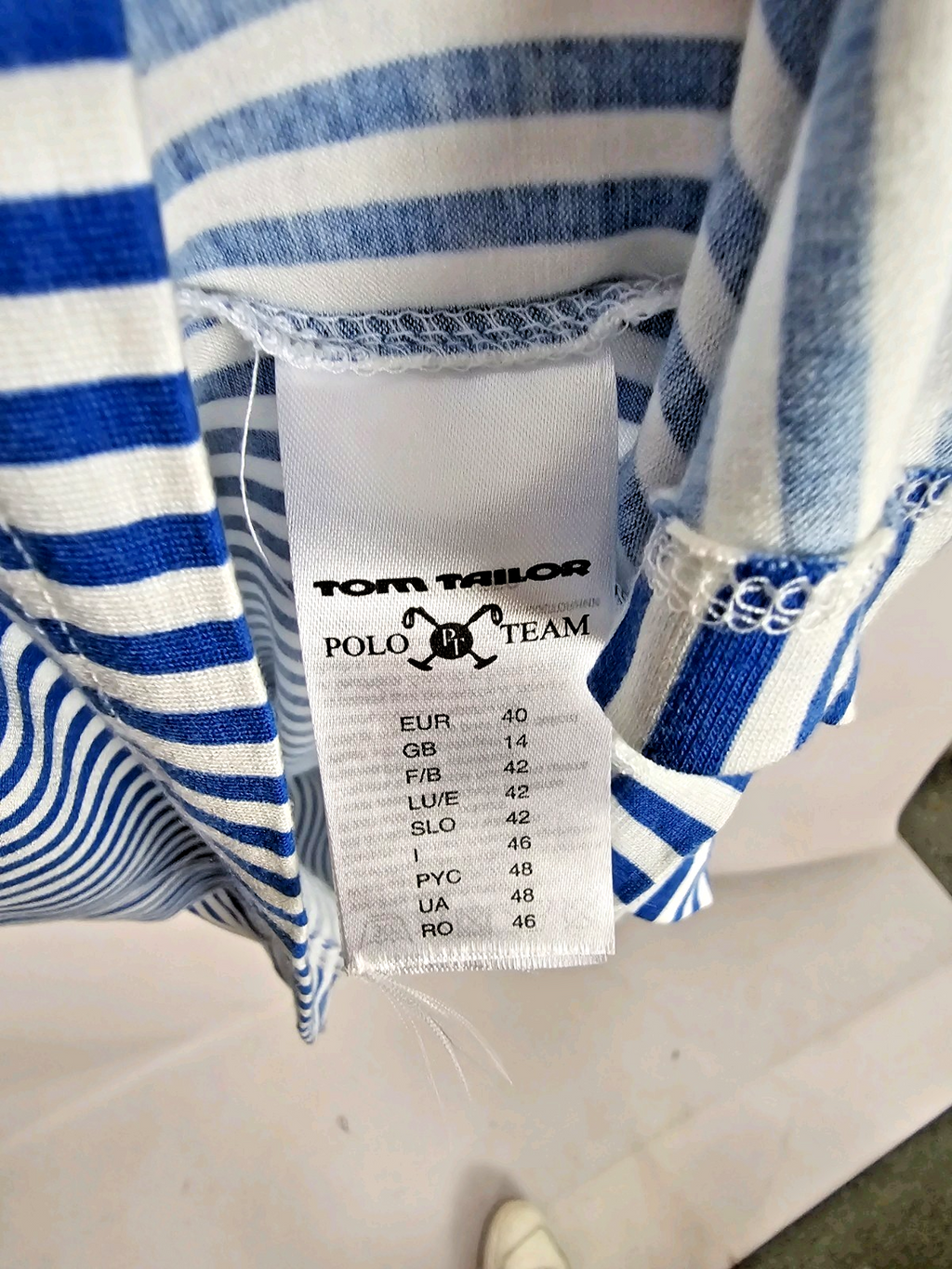 EK8227 Damen Bluse von Tom Tailor Polo Team, Blau/Weiß, Gr. 404