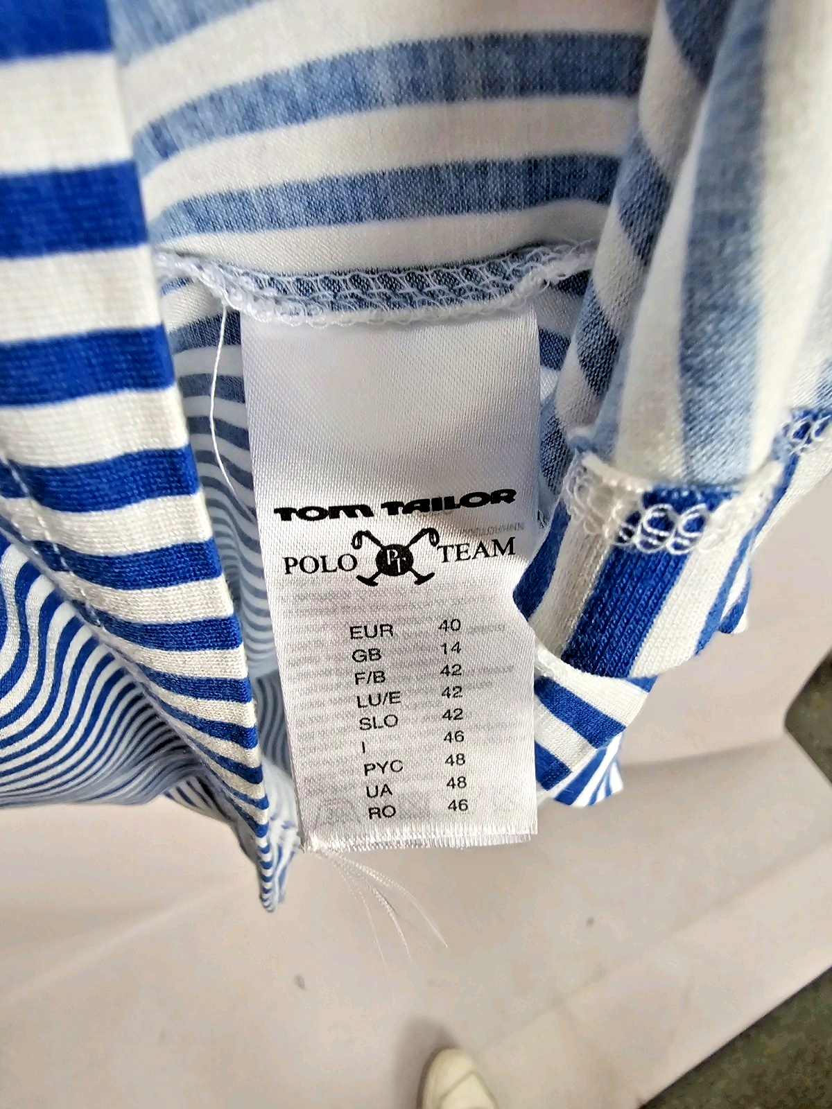 EK8227 Damen Bluse von Tom Tailor Polo Team, Blau/Weiß, Gr. 404