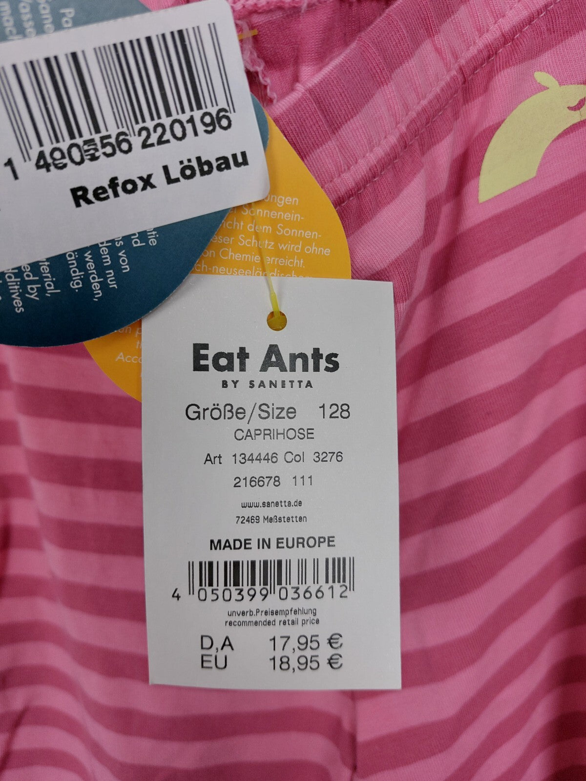 EK1876 Mäden Caprihose von Eat Ants, rosa gestreift, Gr. 1284