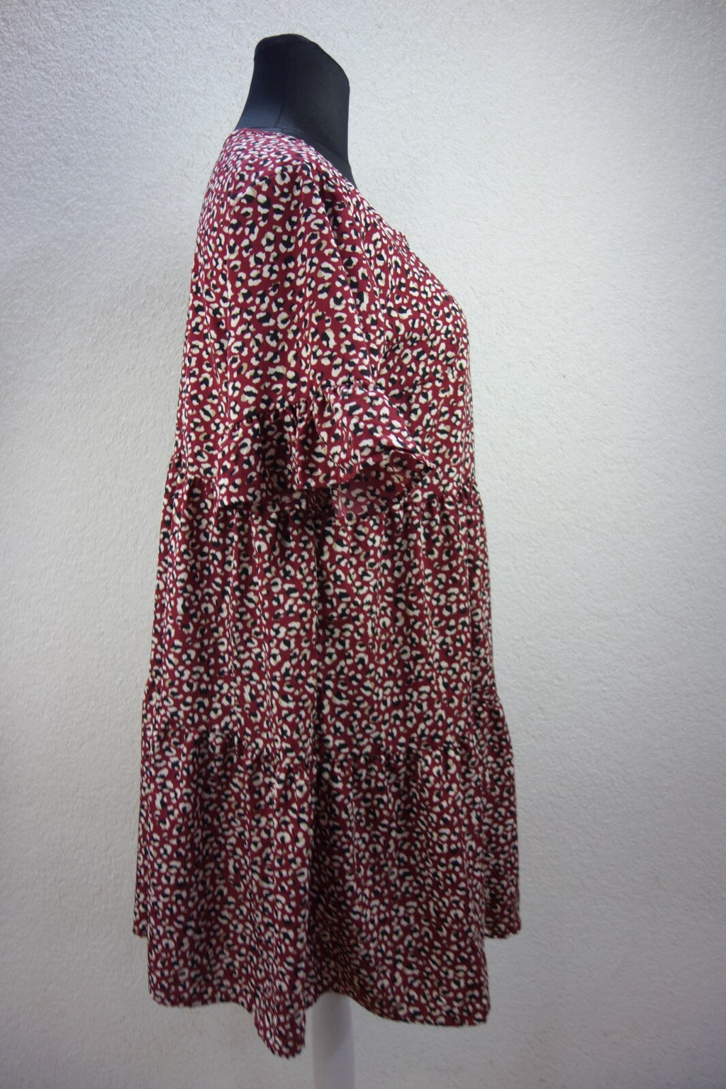 EK0599 Damen Kleid von SheIn, dunkelrot mit Muster, Gr. XL2