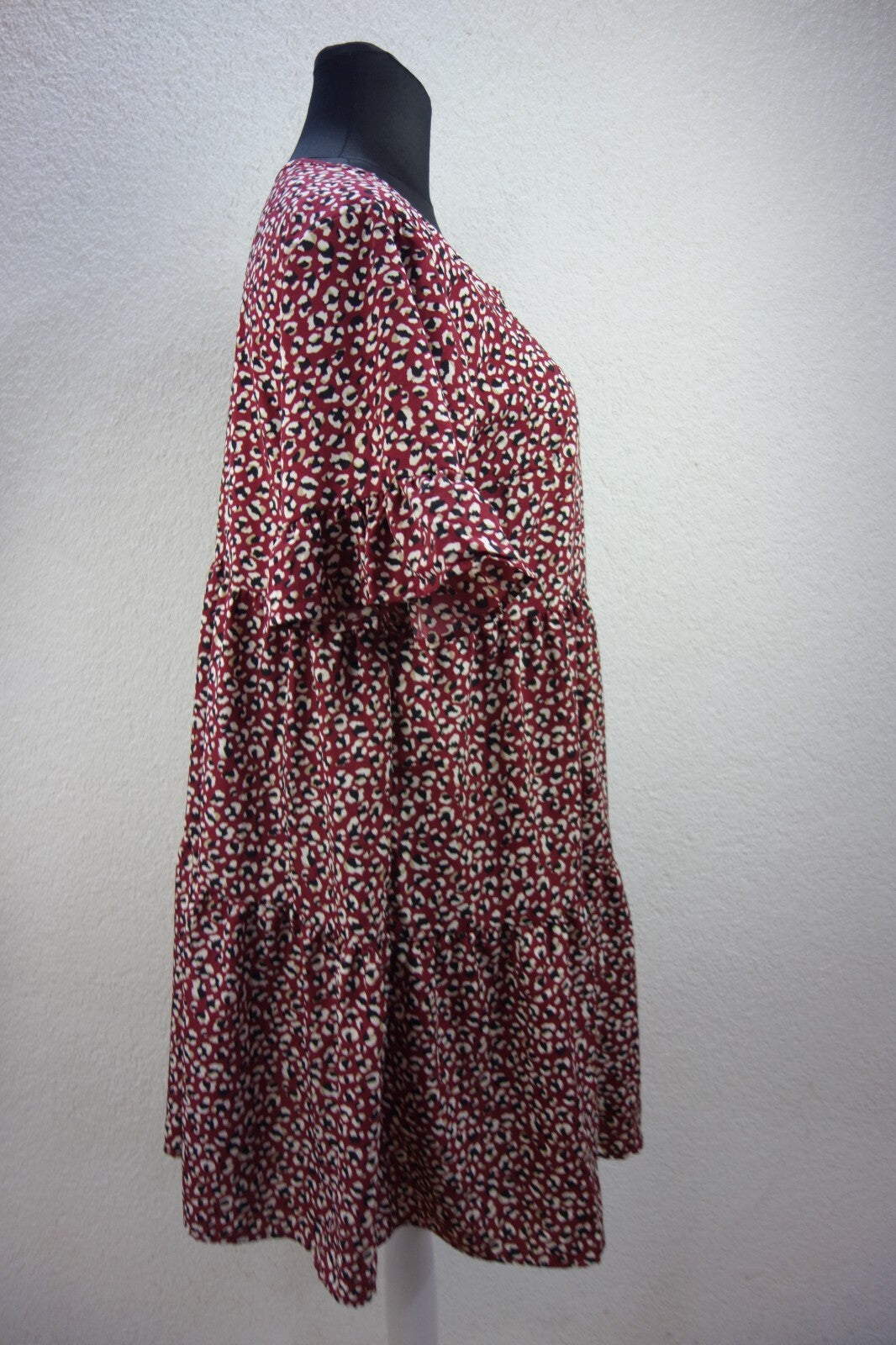 EK0599 Damen Kleid von SheIn, dunkelrot mit Muster, Gr. XL2