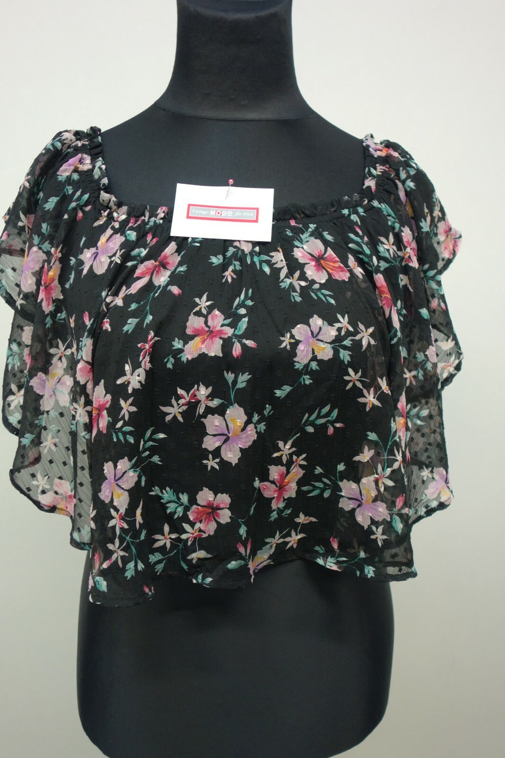 Tolles Bluse von Tally Weijl geblühmt schwarz Gr xL E10360