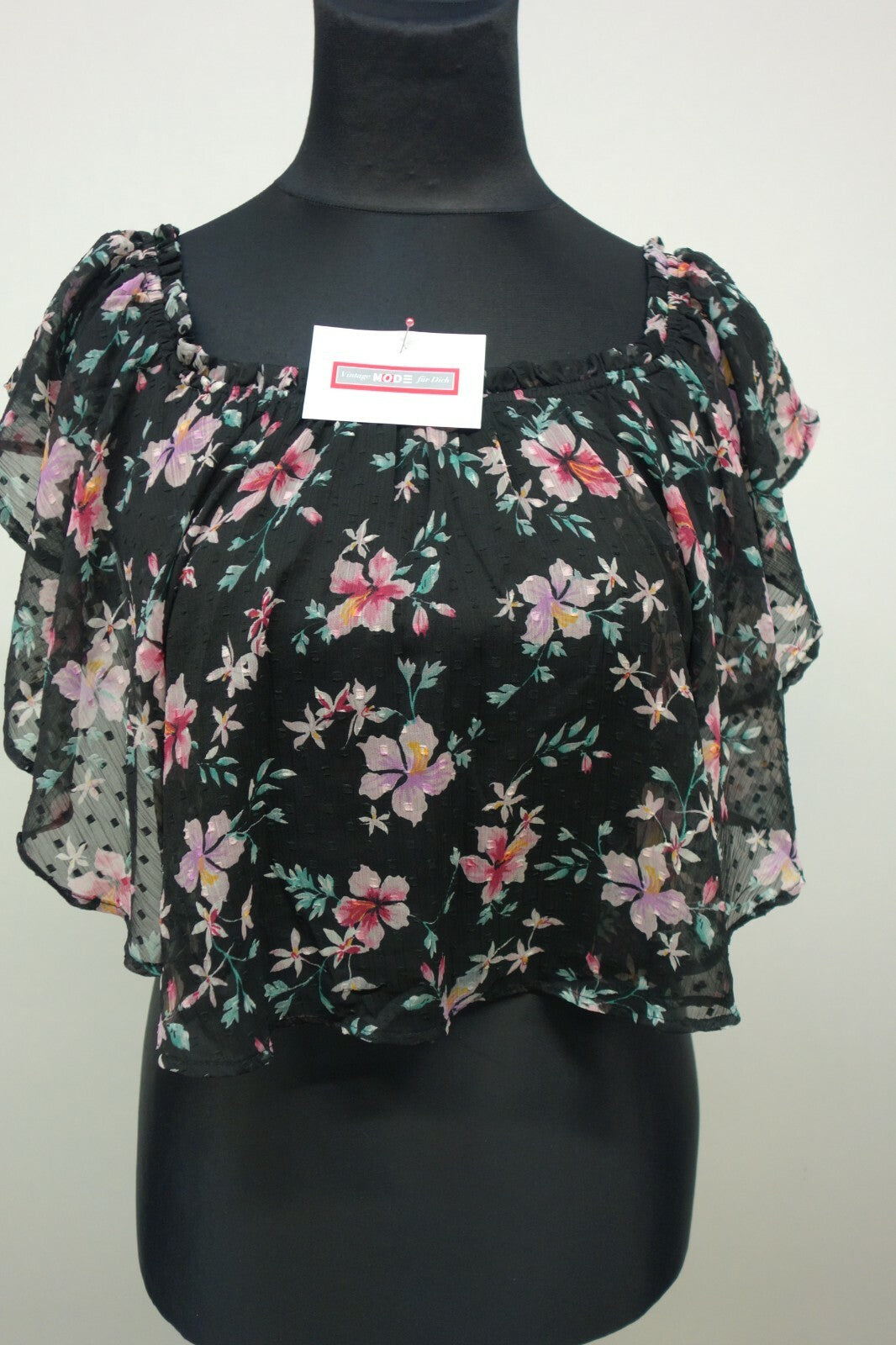 Tolles Bluse von Tally Weijl geblühmt schwarz Gr xL E10360
