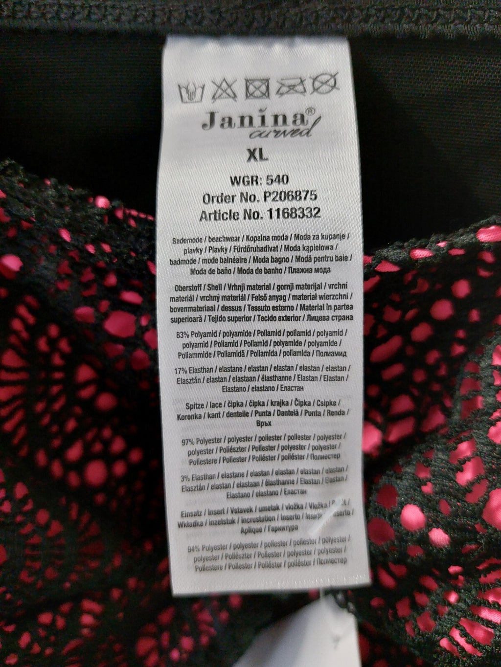 EK2679 Damen Badeoberteil von Janina Curved, schwarz-pink, Gr.XL2