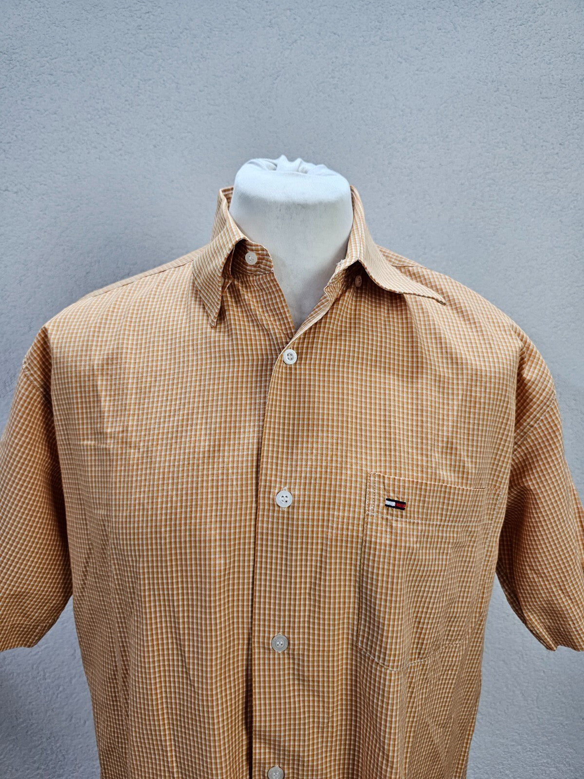 EK5850 Herren Hemd von Tommy Hilfiger, orange kariert, Gr. L1