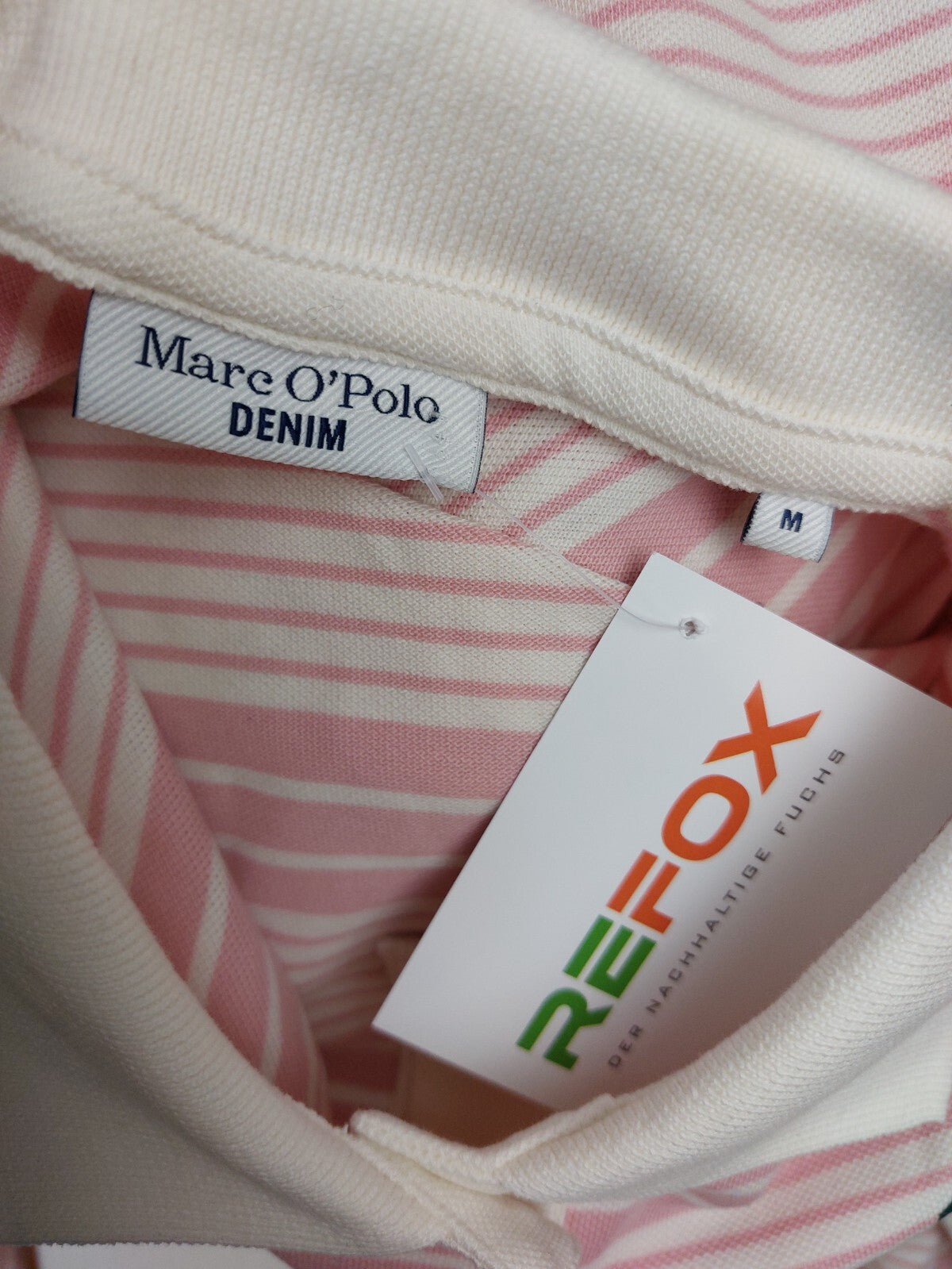 EK5033 Damen Polo, oversize, rosa/weiß gestreift von Marc O`Polo, Gr. M6
