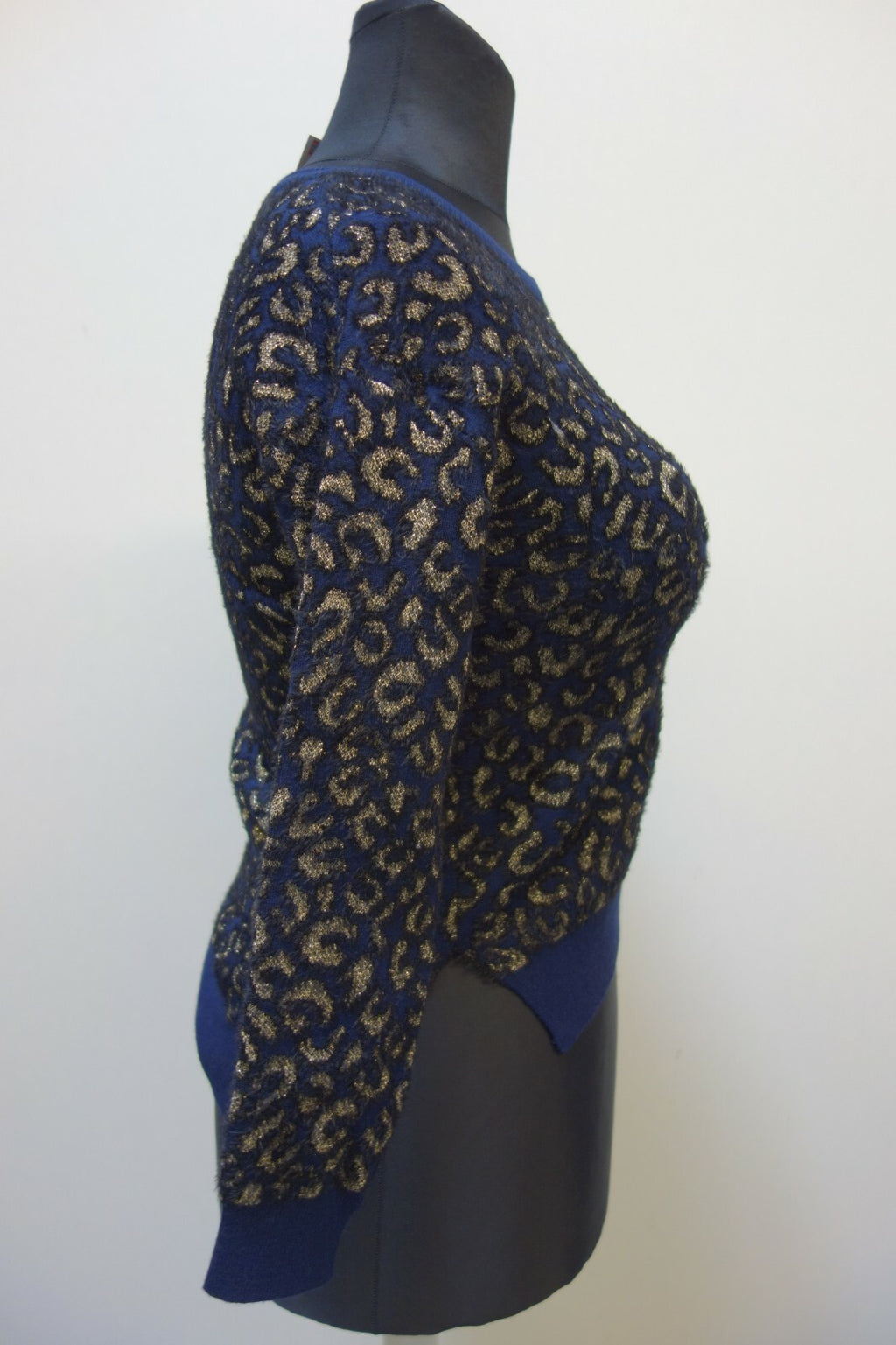 EK0964 Damen Pullover von Zara, dunkelblau mit Glitzer, Gr. S2