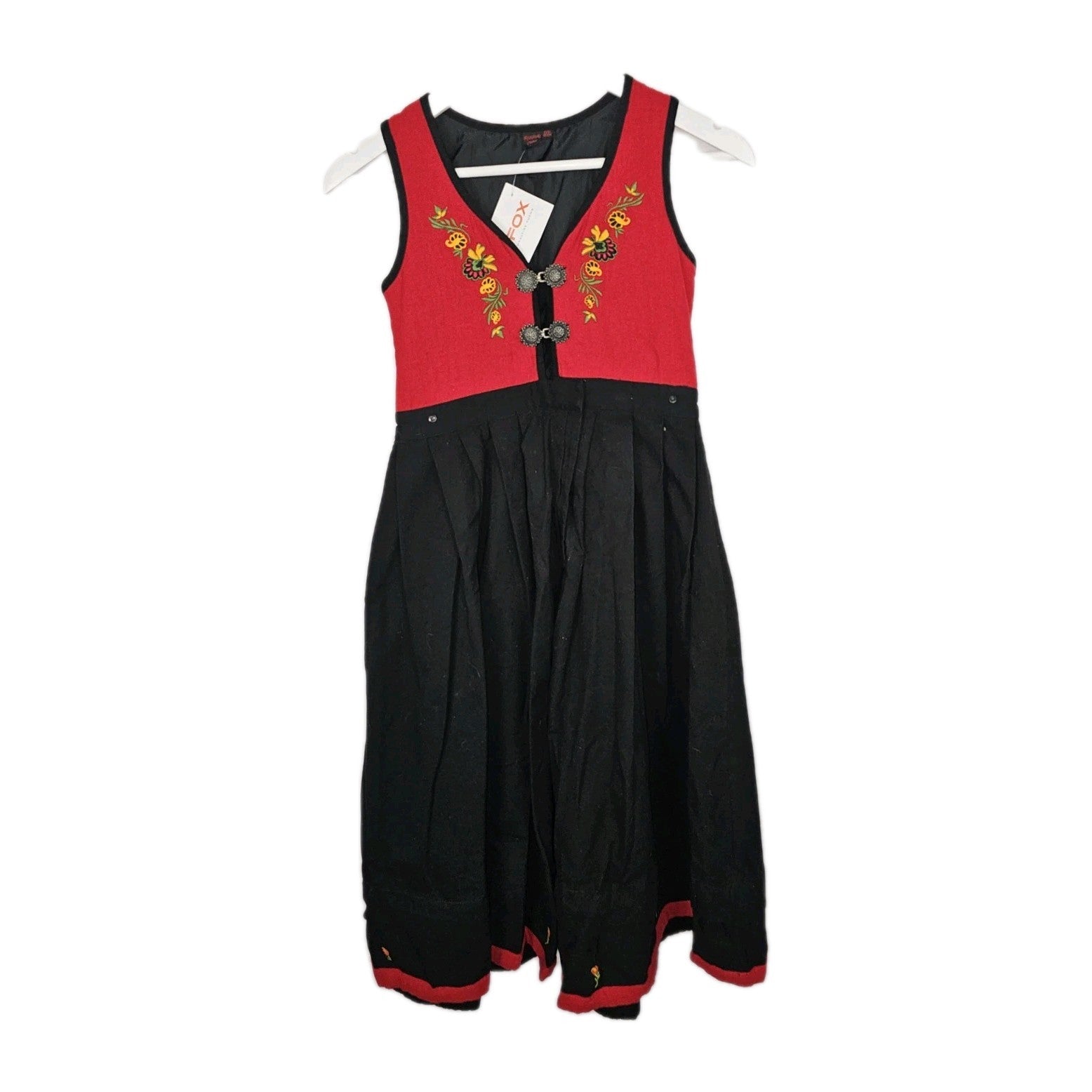EK9626 Mädchen Dirndl von Festdrankt Cubus, rot-schwarz, Gr.1520