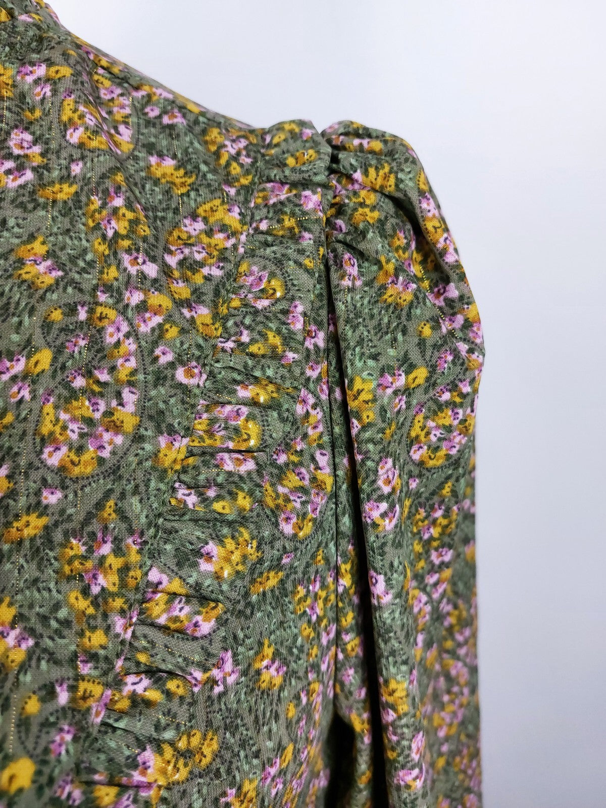EK4910 Damen Kleid von Loavies, grün, rosa/gelb geblümt, Gr. L6