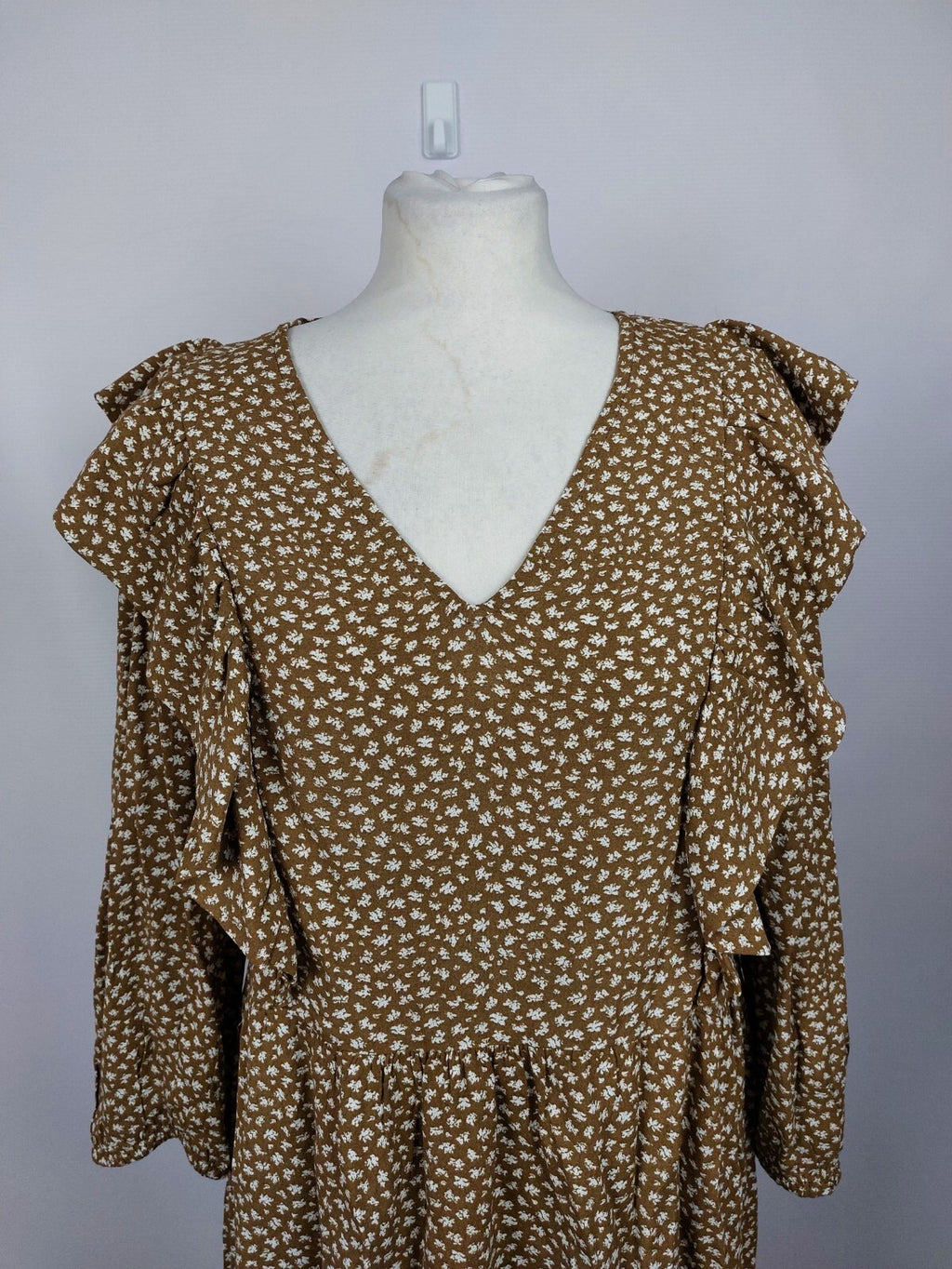 EK4669 Damen Kleid von Object, braun/weiß, Gr. 381