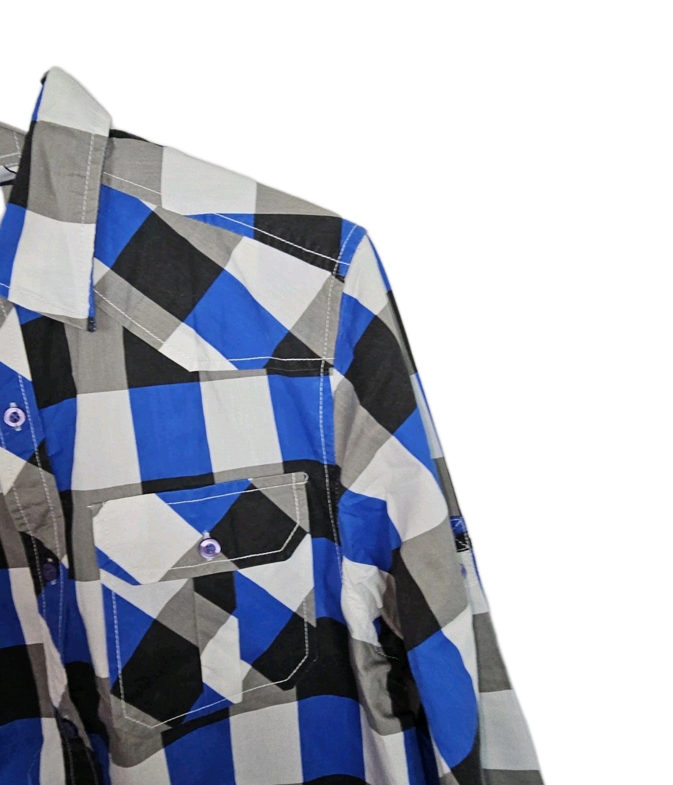 EK8345 Herren Hemd von Kik, blau-weiß,schwarz, Gr.S (37/38)2