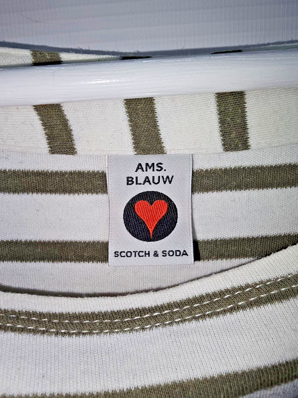 EK4933 Damen Langarmshirt von Scotch& Soda, grün-weiß, Gr.S2