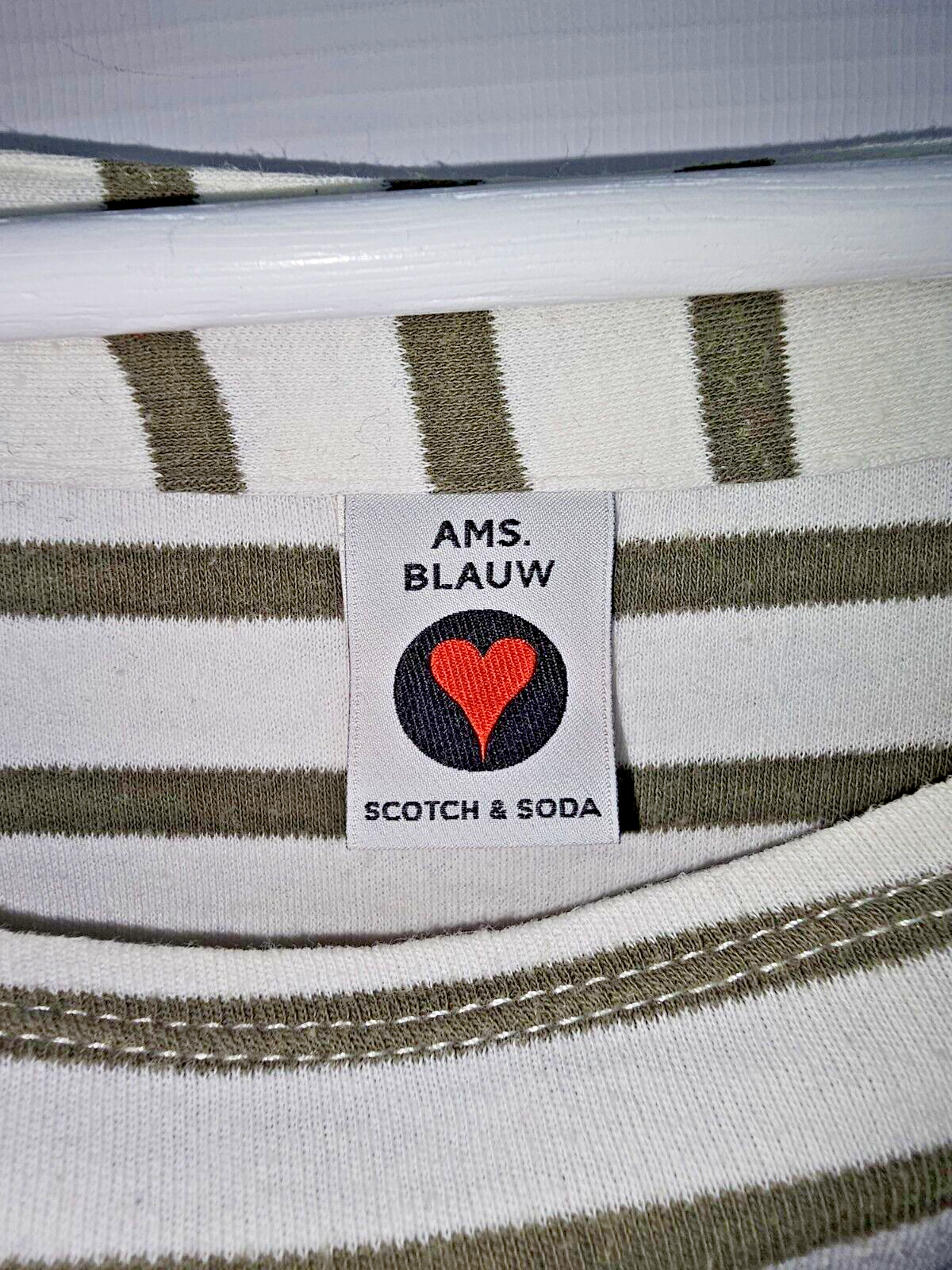 EK4933 Damen Langarmshirt von Scotch& Soda, grün-weiß, Gr.S2