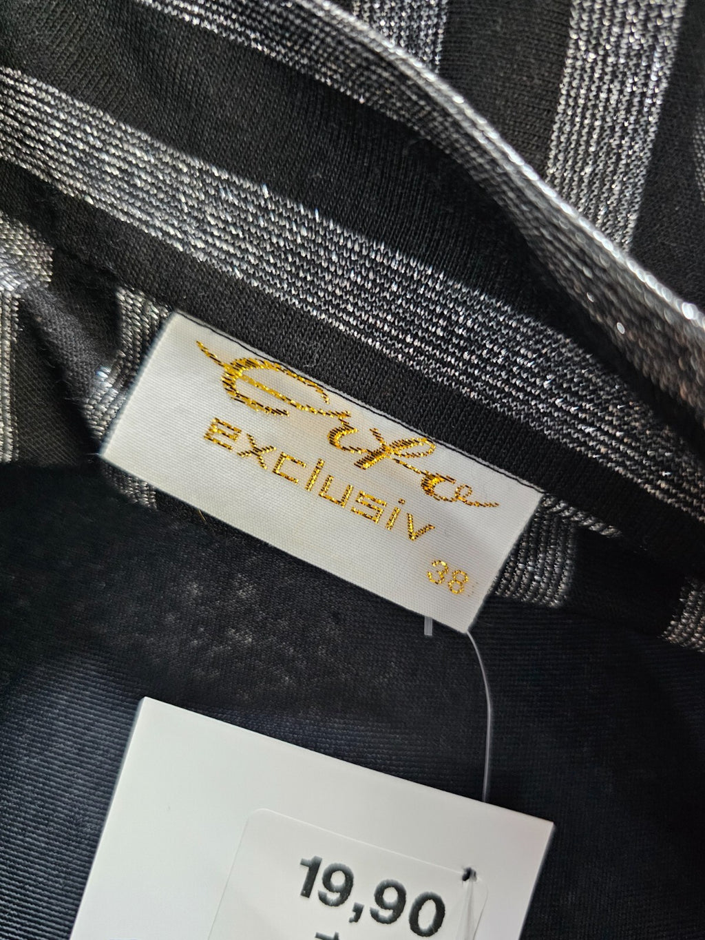 EK5879 Damen Bluse von Erfo, schwarz/silber gestreift, gr. 386