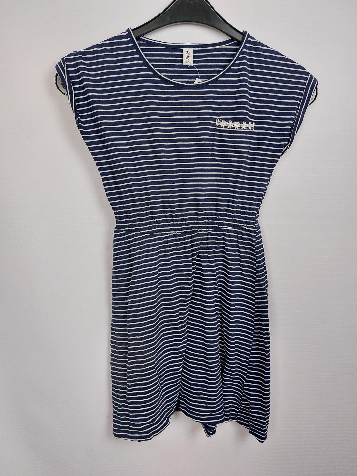 EK4552 Mädchen Kleid von Yigga, blau-weiß, Gr.146/1520