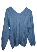 EK7527 Damen Strickpullover von Nilinoph, Blau, Gr.S0