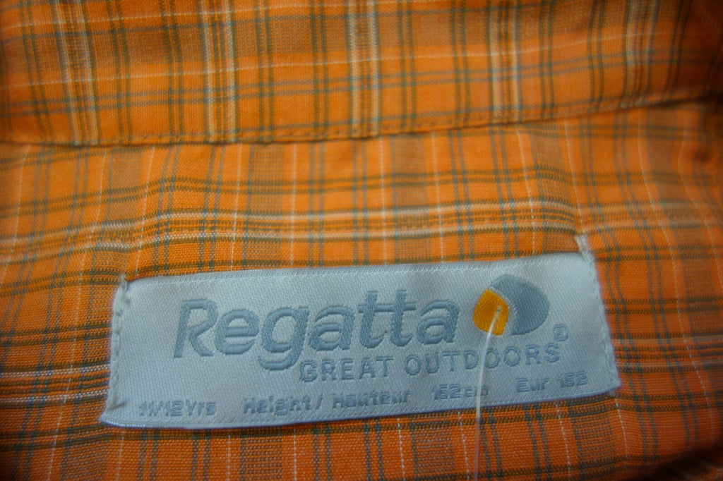 EK2089 Jungen Hemd von regatta, orange, kariert, gr. 1524