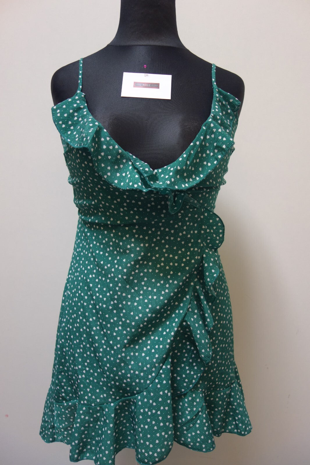 EK2275 Damen Kleid von SheIn, grün mit Herzchen, Gr. S0