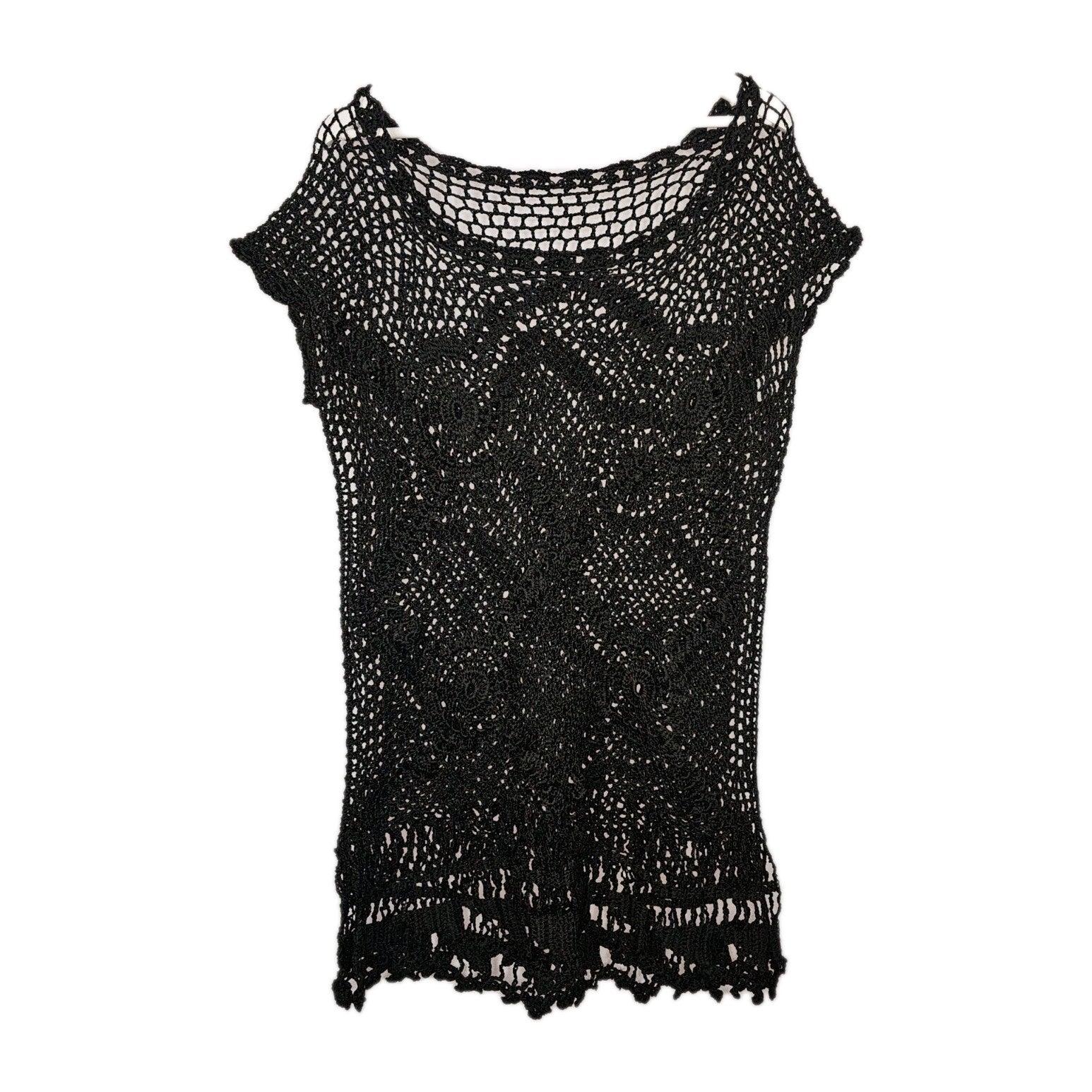 EK9412 Damen T-Shirt, schwarz. Lochmuster, Gr.L(Größentabelle)0