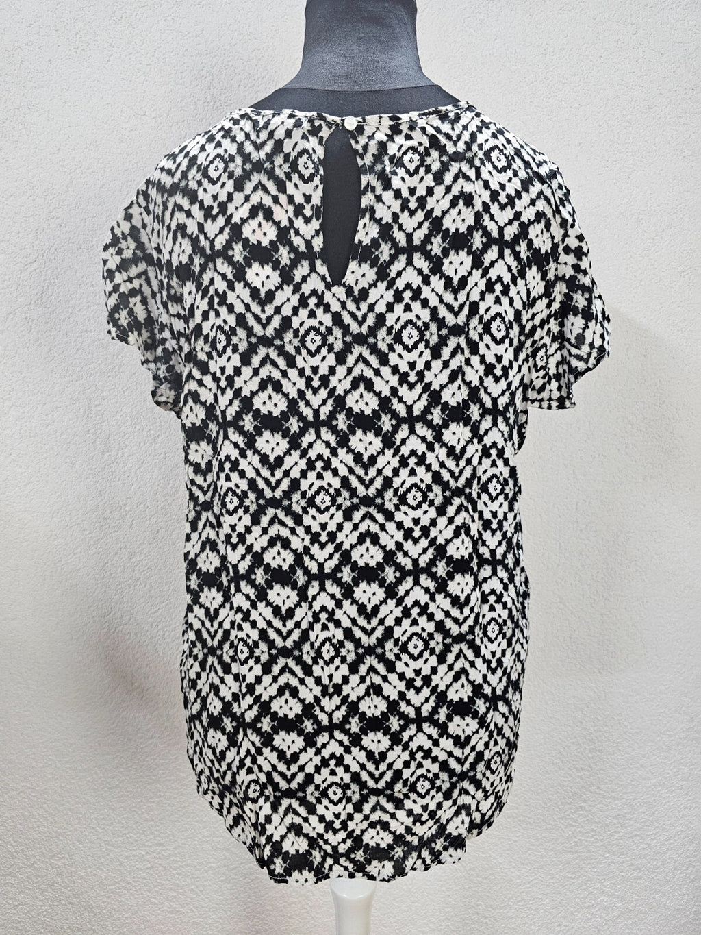 EK0223 Damen Bluse von Up Fashion, schwarz/weiß, Gr. L3