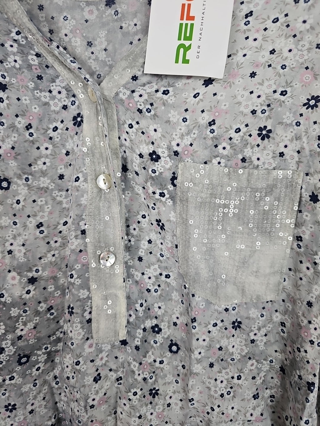 EK8264 Damen Bluse Gr44 ,Markenlos ,Blumenmuster1
