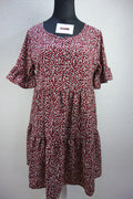 EK0599 Damen Kleid von SheIn, dunkelrot mit Muster, Gr. XL0