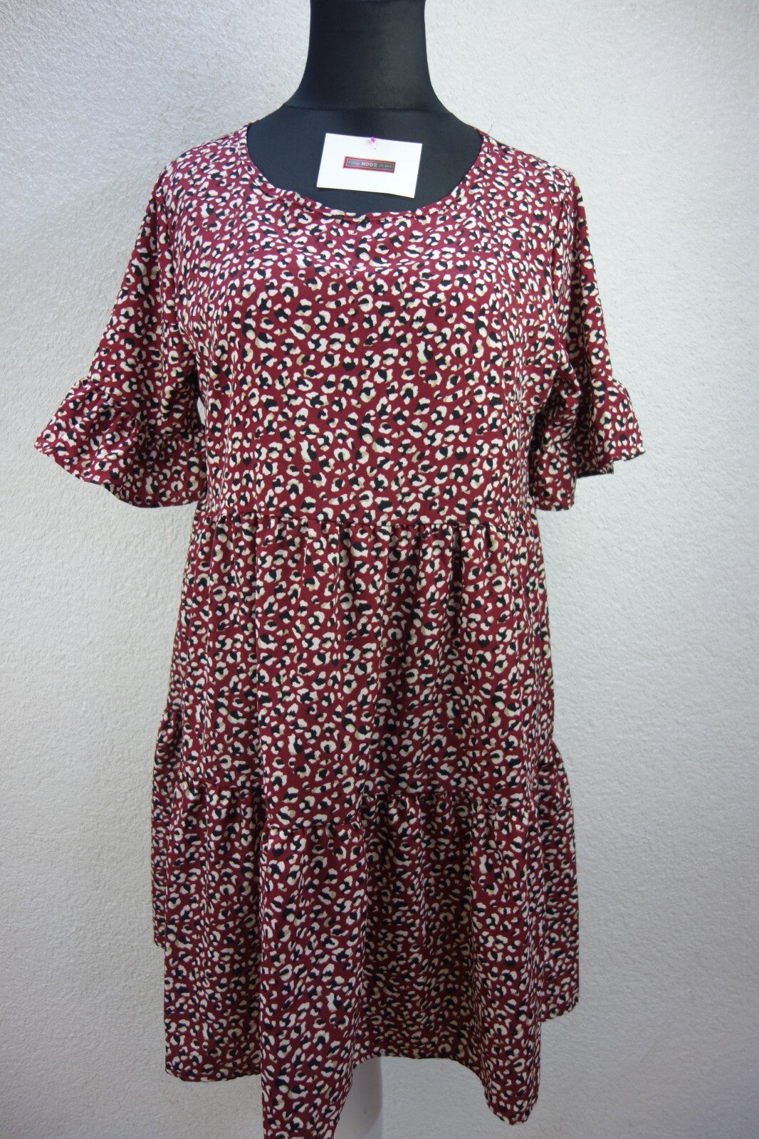 EK0599 Damen Kleid von SheIn, dunkelrot mit Muster, Gr. XL0