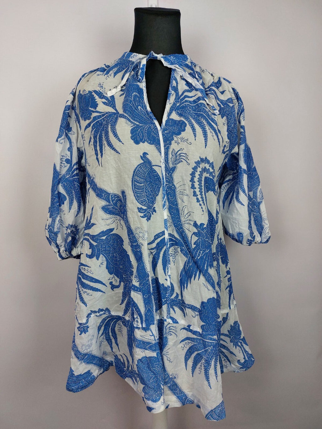 EK1229 Damen Kleid von H&M, blau-weiß, Gr.S0