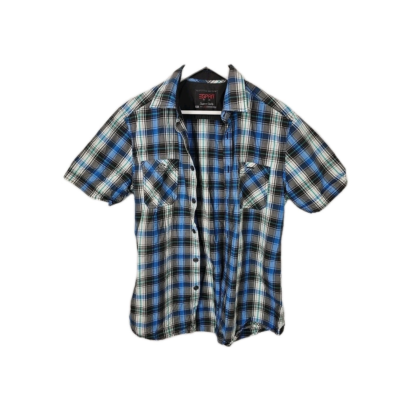 EK3366 Herren Hemd von Esprit, Gr.M, Blau Kariert0