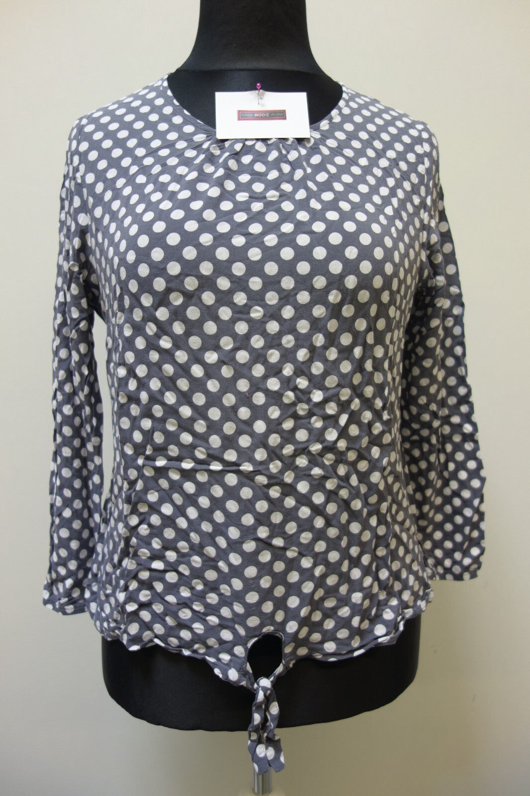 EK3804 Damen Bluse von Seidel, grau mit weißen Punkten, Gr. 460