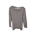 EK9465 Damen Pullover Gr.40 grau weiss schwarz gestreift0