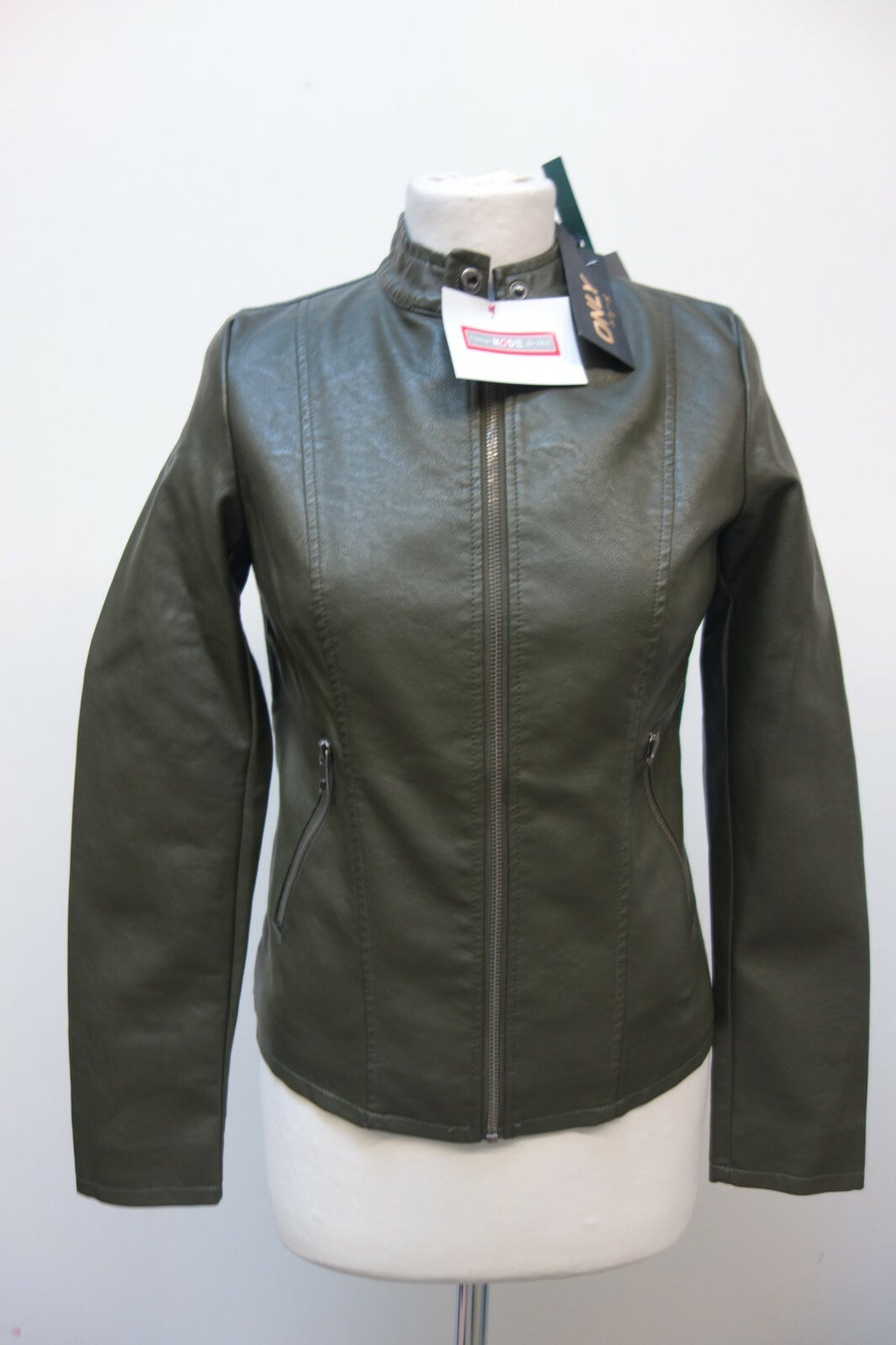 EK0637 Damen Kunstleder Jacke von Only, dunkelgrün, 340