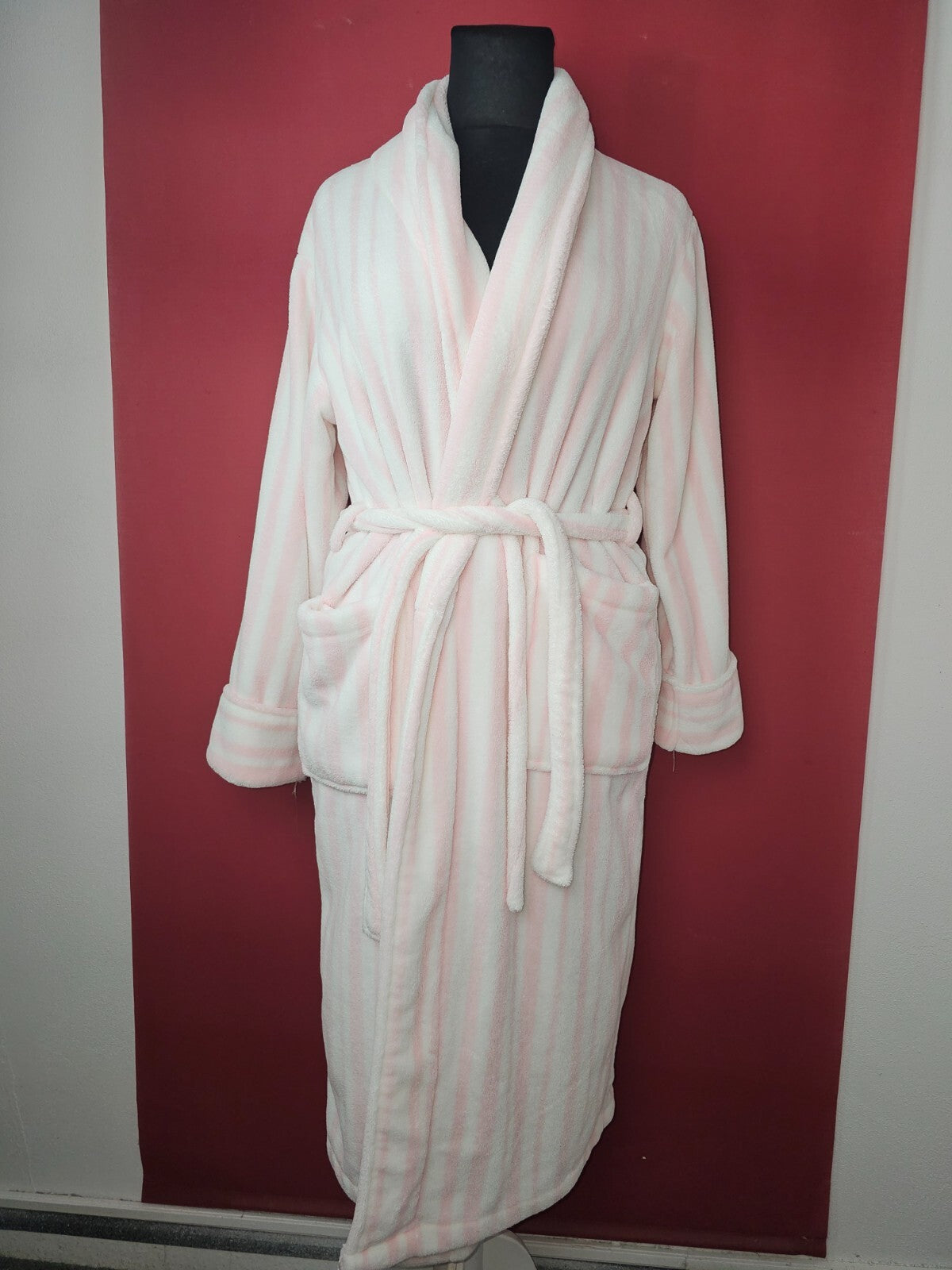 EK4512 DAmen Bademantel von Strauss, Weiß-Rosa, Gr.: S1