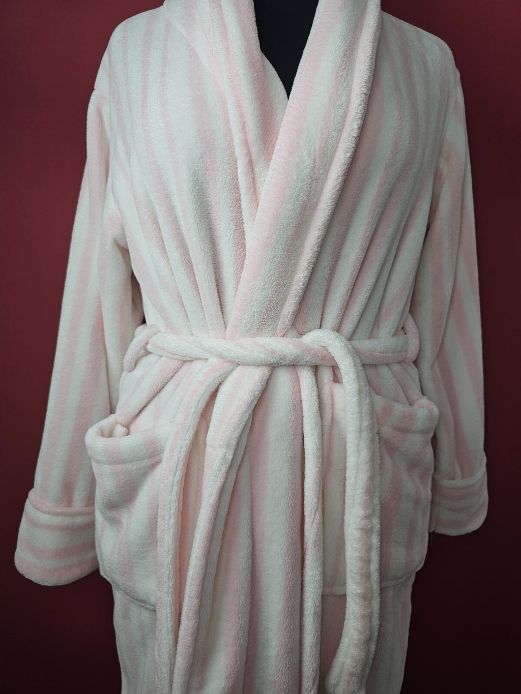 EK4512 DAmen Bademantel von Strauss, Weiß-Rosa, Gr.: S2