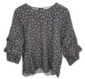 EK9957 Damen Bluse von EDC, blau, Blumenmuster, Gr.S0