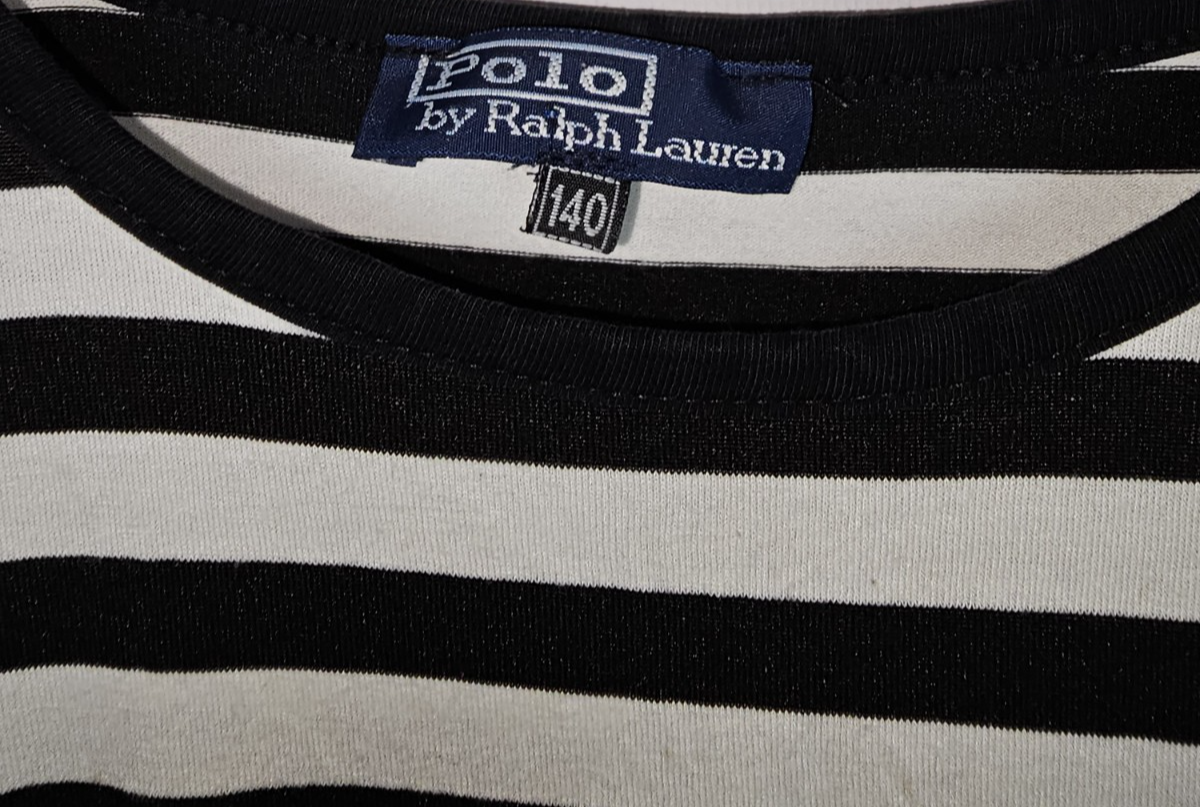 EK7982 Mädchen Kleid von Polo Ralph Lauren, schwarz weiß Gestreift, Gr.1403