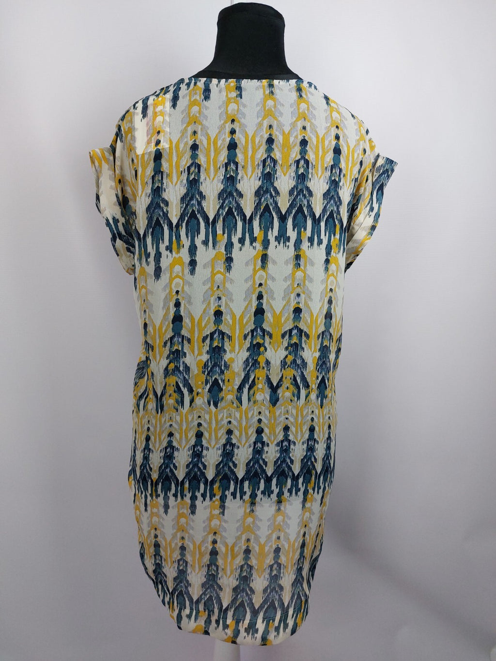 EK4249 Damen Bluse, blau/gelb/beige gemustert, Gr. XL3