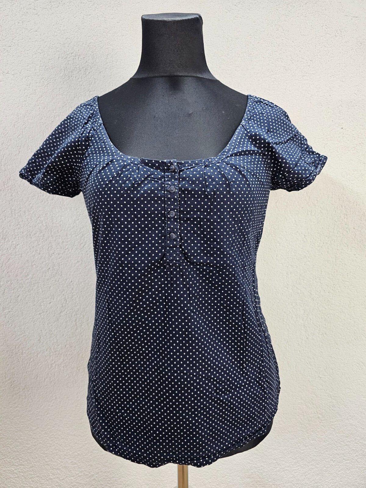 EK5742 Damen Bluse von s.Oliver, dunkelblau, gepunktet, Gr. 360