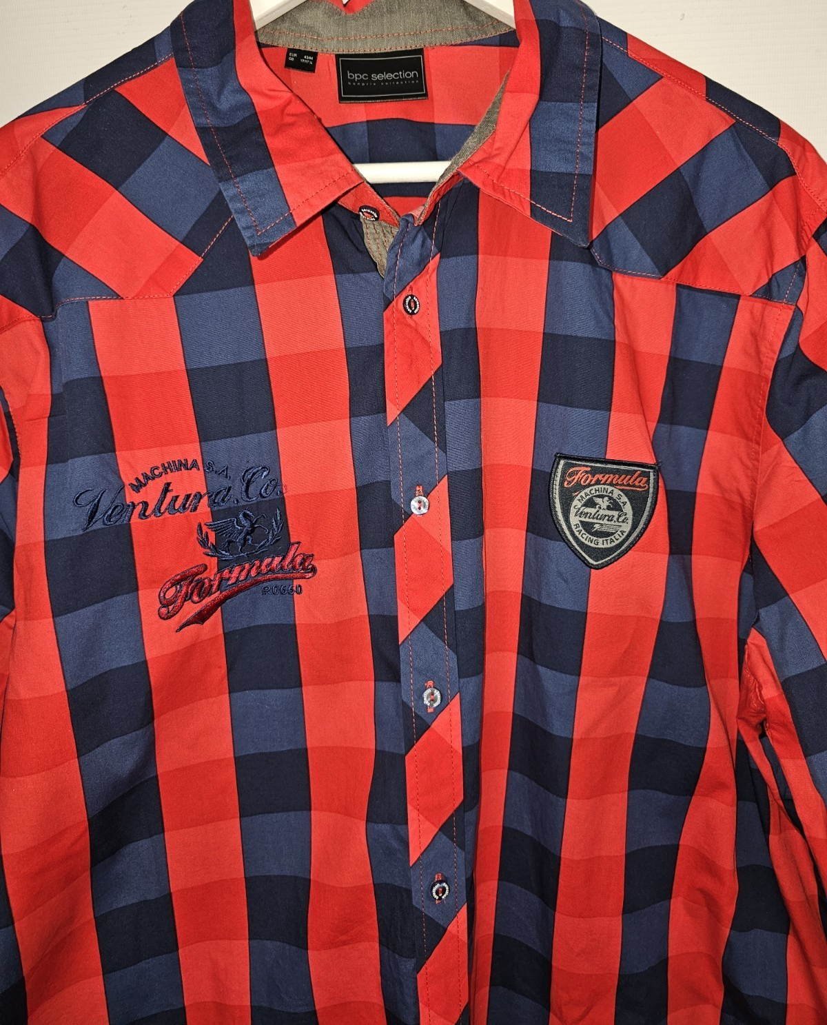 EK7552 Herren Hemd von Bonprix, rot-blau, Gr.43/441