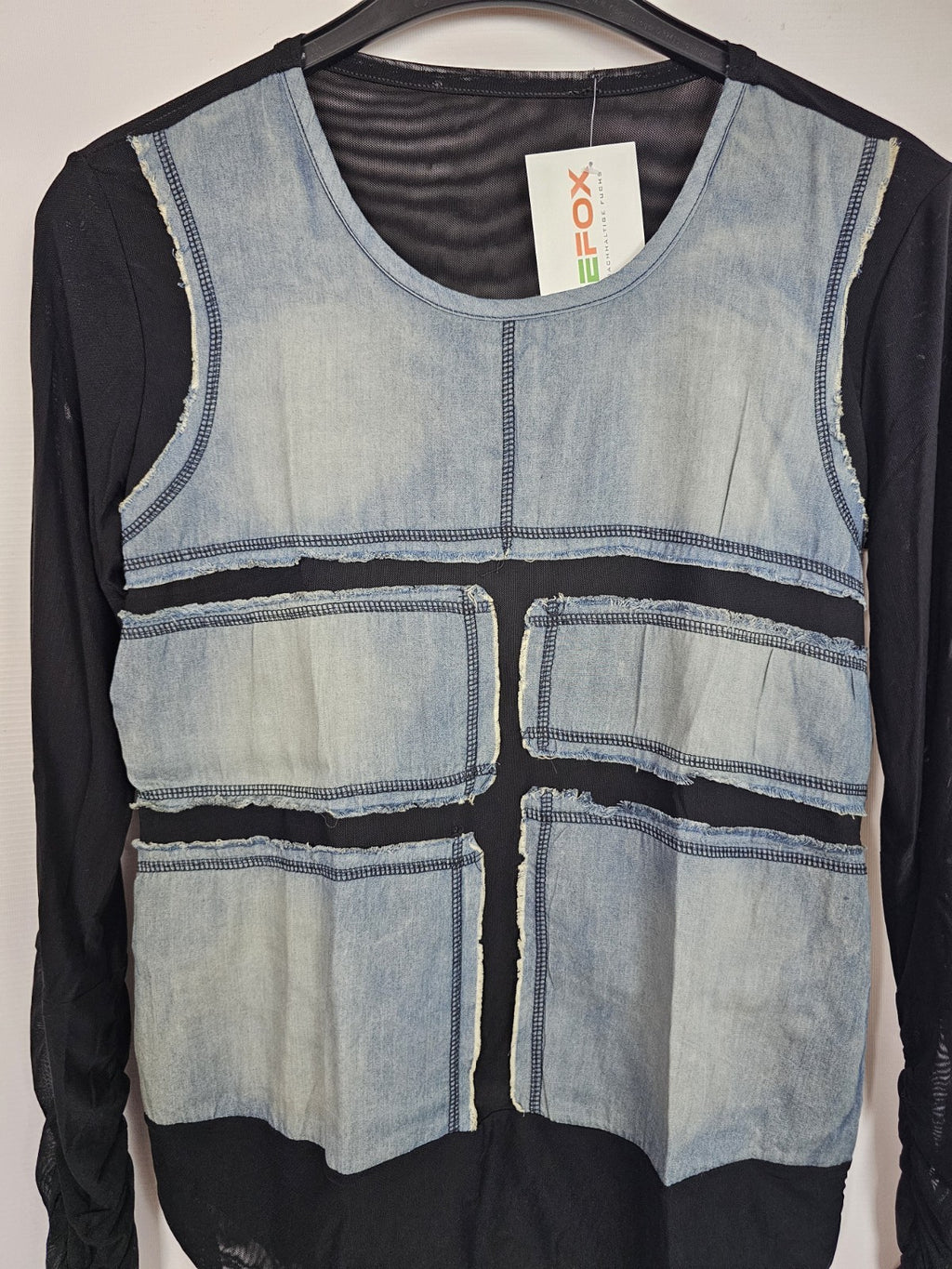 EK8179 Damen Sweatshirt, Schwarz/jeans, Gr. S/M2
