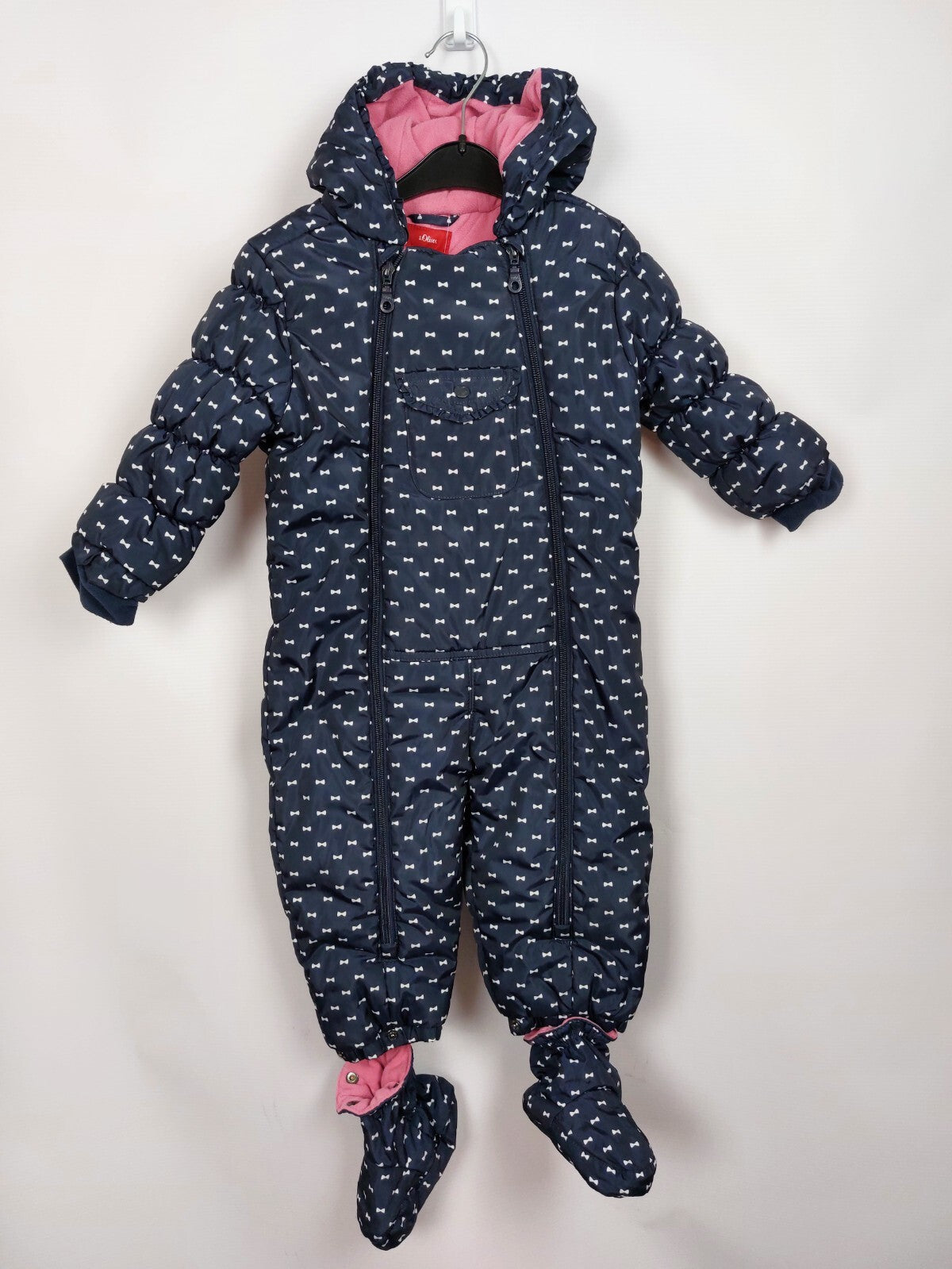 EK4965 Mädchen Schneeanzug von s.Oliver, dunkelblau/weiß/rosa, Gr. 860