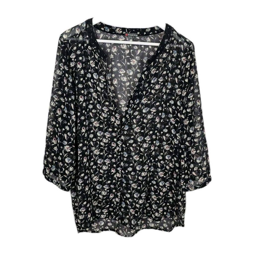 EK8992 Damen Bluse von Street One, schwarz mit Blumenmuster, Gr.420