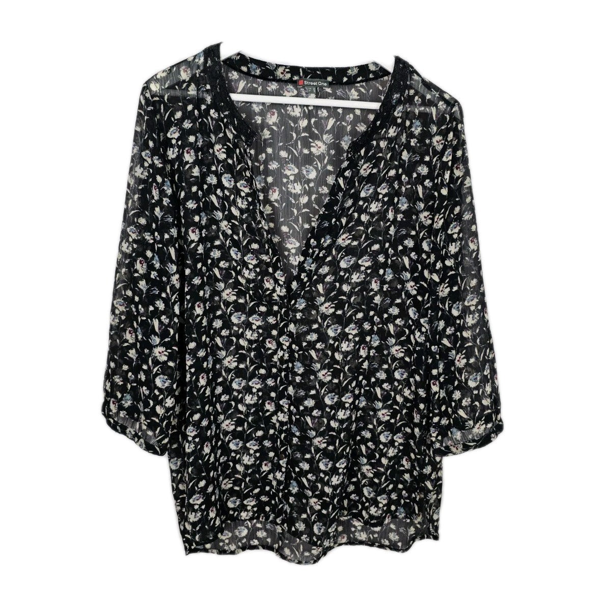 EK8992 Damen Bluse von Street One, schwarz mit Blumenmuster, Gr.420