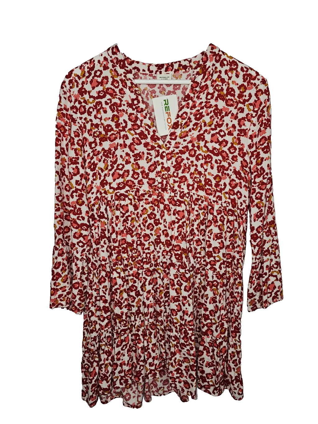 EK7320 Damen Kleid von Jacqueline de Yong, rot-weiß, Leomuster, Gr.360