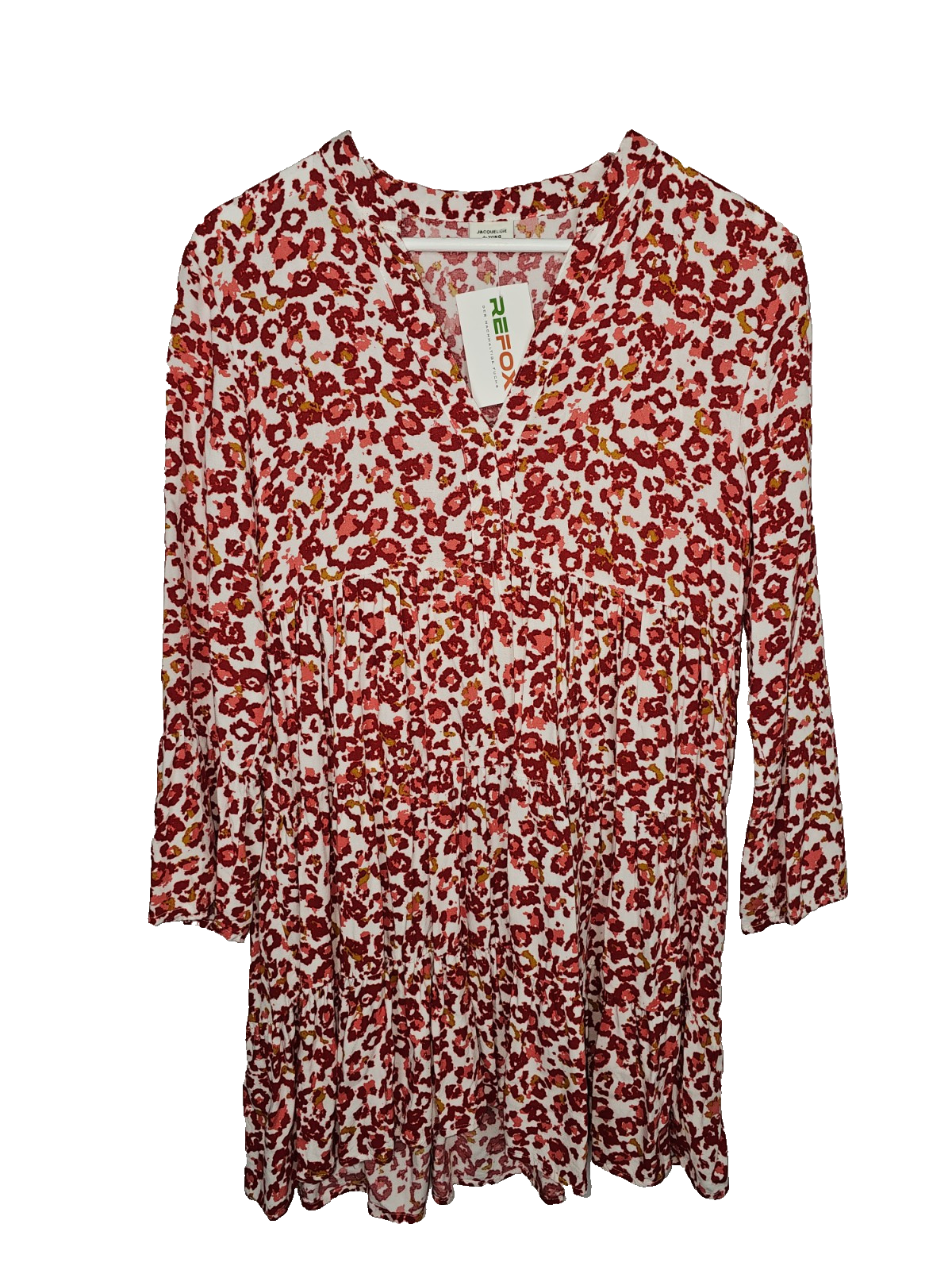 EK7320 Damen Kleid von Jacqueline de Yong, rot-weiß, Leomuster, Gr.360