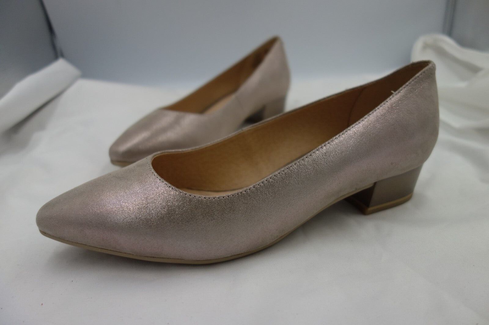 ES0084 Damen Ballerinas von Caprice, graubeige glitzernd, Gr.3,52