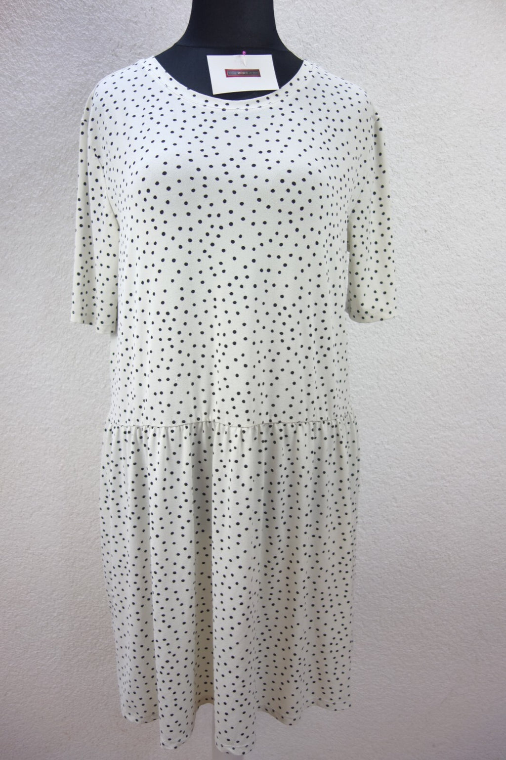 EK0925 Damen Kleid von Jean Pascal, weiß mit Punkten, Gr. L0