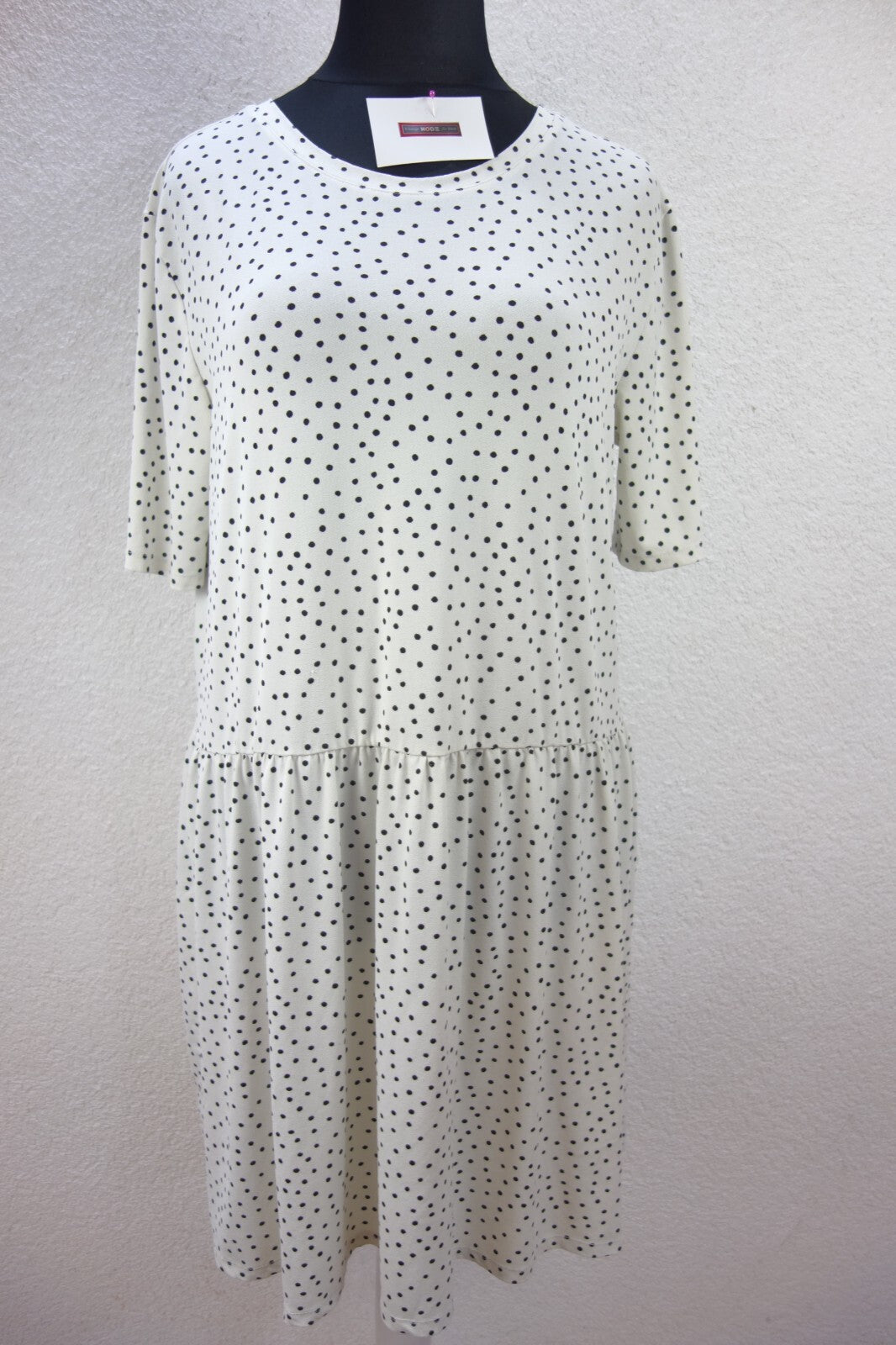 EK0925 Damen Kleid von Jean Pascal, weiß mit Punkten, Gr. L0