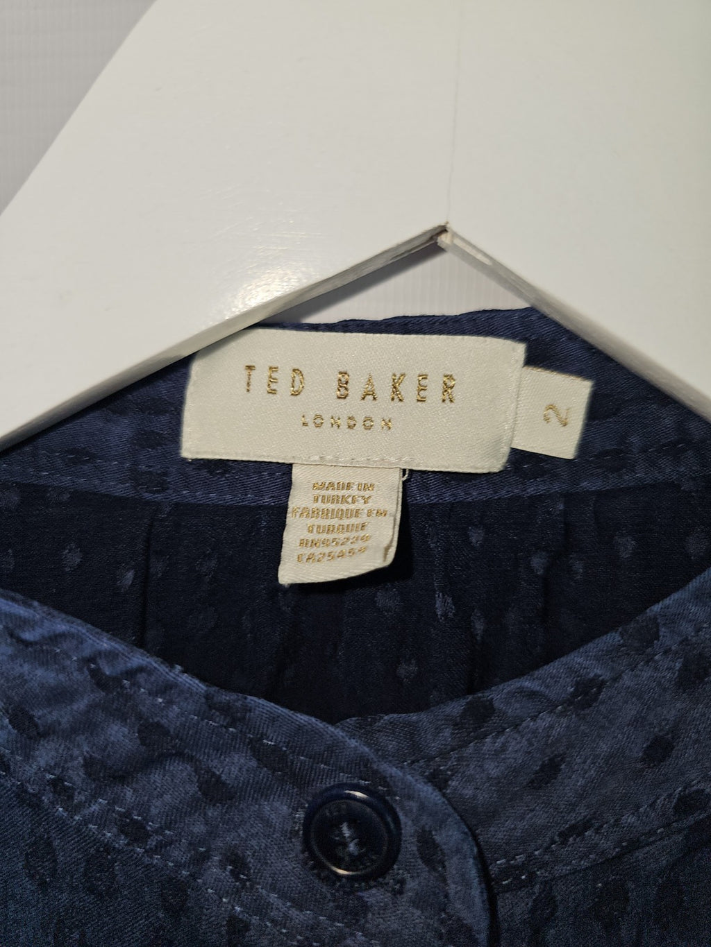 EK9105 Damen Bluse von Ted Baker, Dunkelblau, Gr. 2 Ca L-XL2